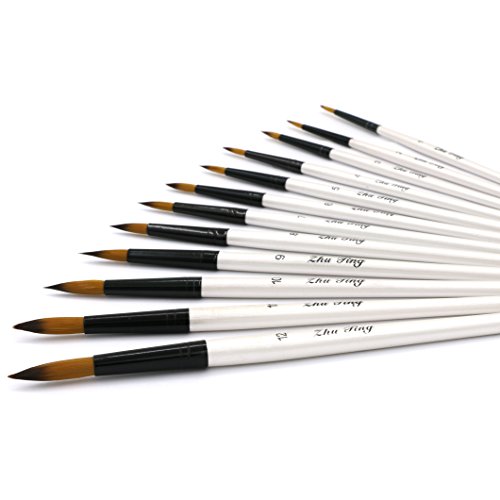 YOUSHARES 12 Pcs Art Paint Brush Set for Watercolor, Oil, Acrylic Paint / Craft, Nail, Face Painting