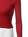Doublju Basic Long Sleeve Crop Top for Women with Plus Size RED Medium