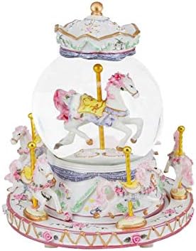 KiGoing Luxury Color Change LED Light Luminous Rotating Carousel Horse Musical Box with Music Crystal Ball Home Decoration