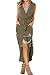Zeagoo Women’s Summer Chiffon V Neck Open Split Long Wrap Dress With Belt