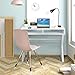 Tangkula White Desk with Storage, Makeup Vanity Table for Bedroom, Multifunctional Study Table with 2 Storage Compartments, Writing Desk for Home Office
