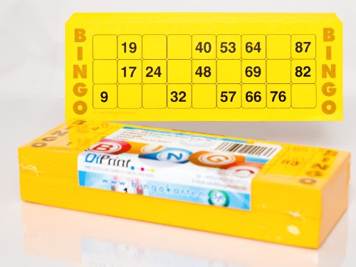 DiPrint 200 large printed Bingo cards for seniors system 15 from 90 yellow