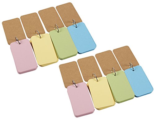 8-Pack Flash Cards with Binder Rings, 400-Piece Study Cards, Mini Index Cards, Perfect for Language Learning, 50 Blank Sheets Each Pad, 250gsm, 4 Colors, 2.2 x 3.5 Inches - Thumbnail 6