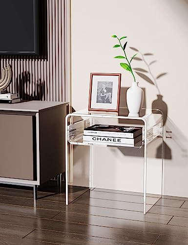 Solaround Acrylic Side Table, Bedside table Nightstand, Transparent Acrylic Tables (Clear)