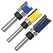 QLOUNI 3pcs Router Bit Set Double Straight Flute Flush Trim 1/4 Inch Shank Trim Bit Template Cutter 1/2
