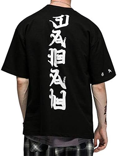 AITFINEISM Men's Hipster Hip Hop Graphic Print Loose Crewneck T-Shirt (XXX-Large, Black)