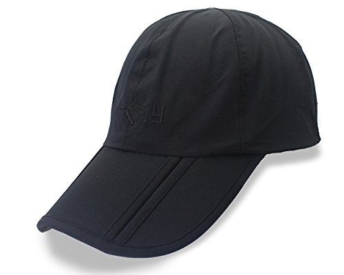 Ace Select UV 50+ Quick Drying Sun Cap Protection Splash Waterproof Long Brim Foldable Running Outdoor Sports Hat Collapsible Portable Baseball Caps for Men and Women (V2 Black)