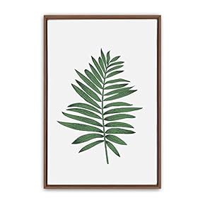 Framed Canvas Wall Art Green Leaves Canvas Prints Home Artwork Decoration for Living Room,Bedroom - 16x24 inches