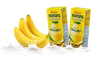 YASIK Biggrae Flavored Milk Series; Banana, Strawberry, Melon & Mix; Each Pack 200ml, 6.8 Fl oz; 빙그레 우유(바나나, 딸기, 멜론) (Banana, 6 Packs)