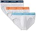 Calvin Klein Men's Underwear Hip Briefs, 3 Pack Cotton Stretch, White/Yale Blue/Nara Orange/Essex Blue, Medium
