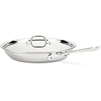 All-clad D3 Stainless Cookware, 12-inch Fry Pan with Lid, Tri-ply Stainless Steel, Professional Grade, Silver, Model: 41126