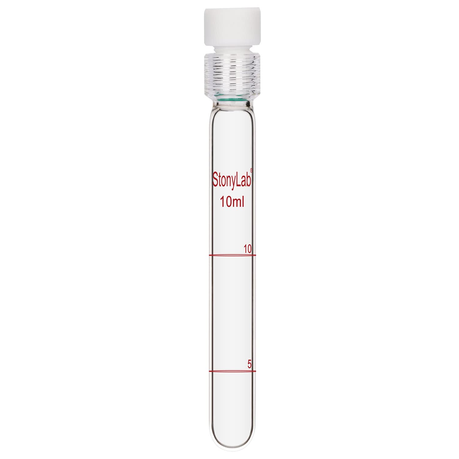 stonylab Glass Test Tube with PTFE Cap, Thicken Borosilicate Glass Reusable Round Bottom Graduated Pressure Resistant Colorimetric Tubes Culture Tubes with PTFE Screw Cap