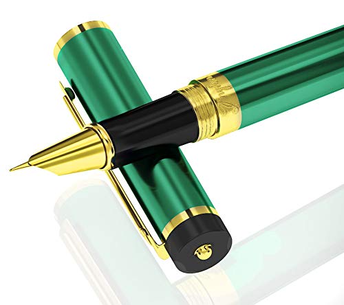 DRYDEN Fine Nib Fountain Pen [EMERALD GREEN] - BEST Fountain Pens Gift Set - Smooth Elegant Writing - Calligraphy - FREE Ink Refill Converter