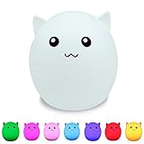 niceEshop(TM) Portable Silicone LED Colorful Baby Night Light, USB Rechargeable Children Night Lamp with Warm White, 7-Color Breathing, Single Color 3 Lighting Modes for Kids Adults Bedroom(B)
