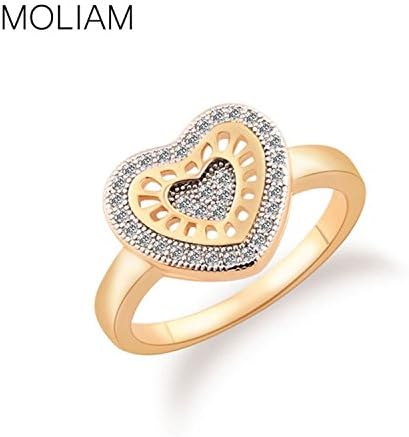 Dudee Jewelry Fashion Romantic Lovely Hearts Ring for Lover Gold Platinum Plated Crystal Cubic Zirconia Wedding Ring R231