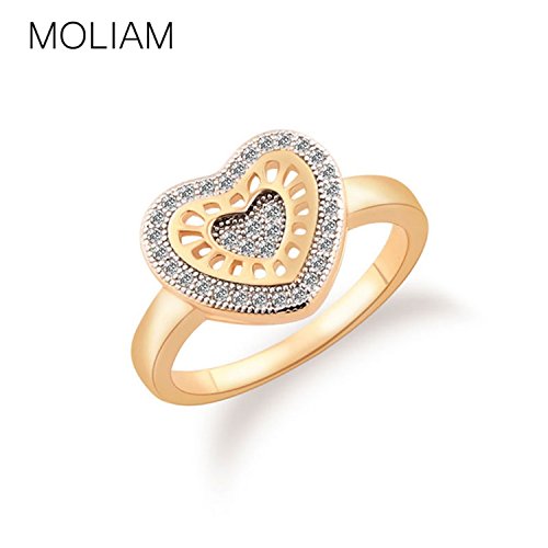 Dudee Jewelry Fashion Romantic Lovely Hearts Ring for Lover Gold Platinum Plated Crystal Cubic Zirconia Wedding Ring R231