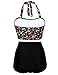 Ekouaer Vintage Women's Floral Printing Halter High Waist Padding Bikini Set