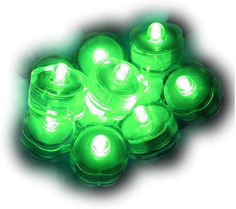SOKATON Submersible Tea Light Battery Operated Waterproof LED Tealights Underwater Vase Light for Christmas Xmas Holloween Party Wedding Decoration - Pack of 24 - Green