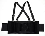Cordova Safety Products Back Support Belt with Attached Suspenders and Adjustable Clips - Medium - Black