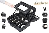 " Cosmo Beauty Makeup Case - Large Professional Artist 3 Layers Travel Cosmetic Case 15.8" with Beauty Mirror and Adjustable Dividers, Perfect for Makeup Brushes, Jewelries, and Toiletries "