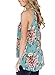 BLENCOT Women Floral Printed Sleeveless High Neck Cut Out Back Keyhole with Button Green Tank Tops Shirts L