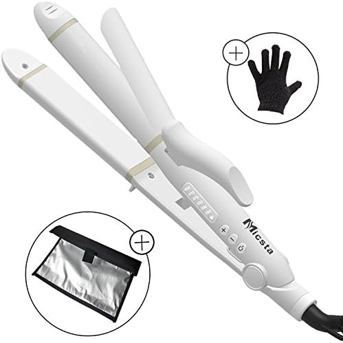 MICSTA Professional 2 in 1 Hair Straightener and Curler,Tourmaline Ceramic Ionic Instant Heat,Temperature Control Styling Tool,Dual Voltage, 1-1/4 inch, No Damage Easy To Use