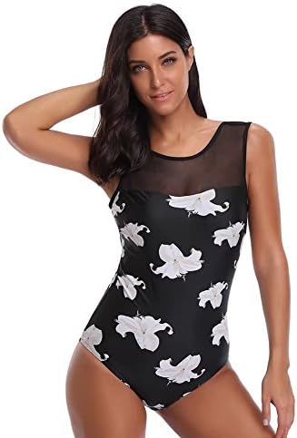 Running Mall Women Bathing Suit Halter High Neck Backless One Piece Swimsuit Padding Floral Print Swimwear