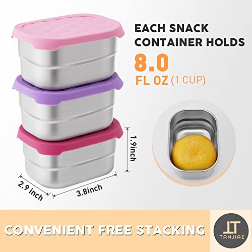 Tanjiae Stainless Steel Snack Containers for Kids Easy Open Leak