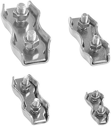 Amazon Com Stainless Steel Duplex 2 Post Wire Rope Clip Cable Clamp 1 8 3 16 1 4 Or 5 16 Inch Type 316 Ss Sports Outdoors