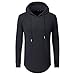 Aiyino Mens Hipster Hip Hop Classic Pullover Long Hoodie Sweatshirts Jacket M Black