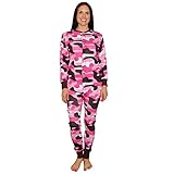 Lazy One Womens Camo Flapjacks Adult Onesie Pajamas (Pink)