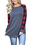 honie girl Fall Long Sleeve Tshirts For Women Blouses and Tops With Plus Size Plaid Design