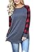 honie girl Fall Long Sleeve Tshirts For Women Blouses and Tops With Plus Size Plaid Design