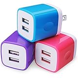 Charging Plug, Wall Charger 3-Pack USB 5V/2.1A Home Travel Wall Charger Adapter Plug Charger Block Cube Compatible for iPhone X/8/7/6 Plus, iPad, iPod, Samsung S6 S7 Edge, Google Pixel, HTC, LG, NOKIA