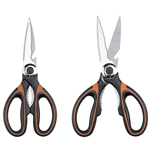Kitchen Shears, Beyetori Heavy Duty Scissors Dishwasher Safe Ultra Sharp Multipurpose (orange)