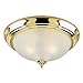 Westinghouse 6430200 Two-Light Flush-Mount Interior Ceiling Fixture, Polished Brass Finish with Frosted Swirl Glass White