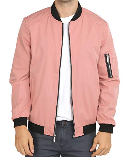 WULFUL Men's Bomber Jacket Lightweight Casual Windbreaker Zip Up Coat with Pocket