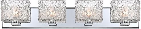 Lavonia Modern Wall Light Chrome Hardwired 27 1/4" Wide 4-Light Fixture Molten Textured Clear Glass for Bathroom Vanity - Possini Euro Design