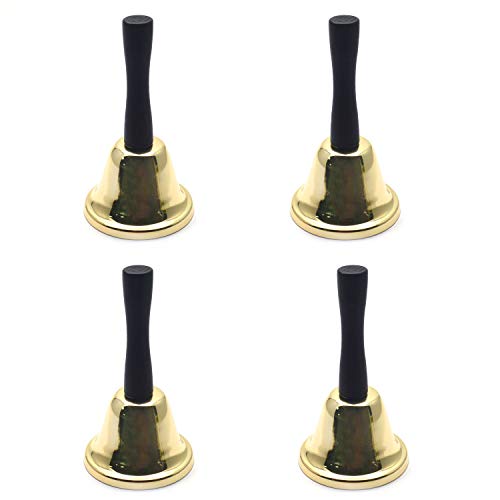 Karcy Call Bell Tea Hand Bell Iron Gold Calling Bells for Christmas Decoration 4.4"x 2.6" Pack of 4
