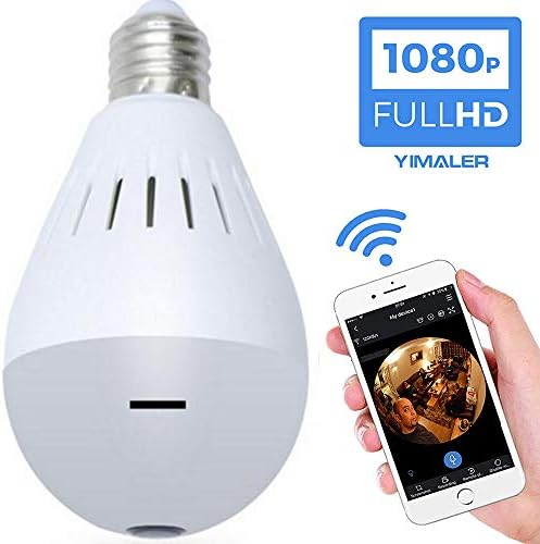 360 Degree Panoramic Camera Wifi IP Bulb Camera 960P Fisheye Lens Home Security Camera System Wireless Camera For Kids & Pets Monitor For Large Area Monitoring