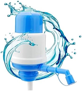 Dispensador de Agua Universal - Dosificador Manual para Garrafas, Botellones, Barriles - Compatible para Botellas de 2,4,6,8,10 y 12L, con Adaptador de 3,8 y 4,8 cm - Blanco y Azul