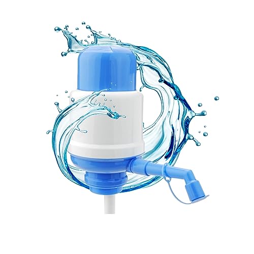 Dispensador de Agua Universal - Dosificador Manual para Garrafas, Botellones, Barriles - Compatible para Botellas de 2,4,6,8,10 y 12L, con Adaptador de 3,8 y 4,8 cm - Blanco y Azul