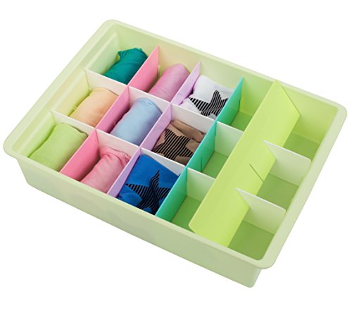 Adjustable Drawer Dividers (6 Set) Sleek & Customizable in Sturdy Plastic, for your Baby Clothes, Craft Supplies, Office Drawer, Kitchen, Underwear & Bathroom by Uncluttered Designs (Multicolor) - Thumbnail 2