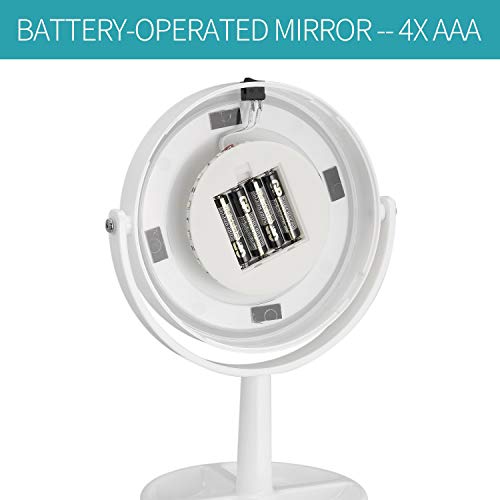 Lighted Makeup Mirror - 6" LED Tabletop Vanity Mirror 3x Magnification Two-Sided 360 Rotation Polished Mirror NATUROUS