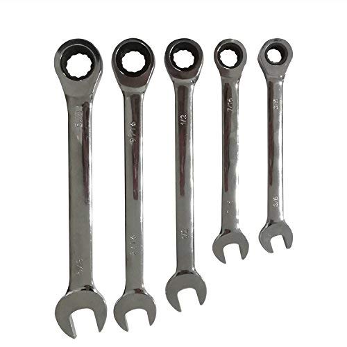 MacWork 5Piece Comination Ratcheting Wrench Set SAE sizes 3/8 to 5/8in