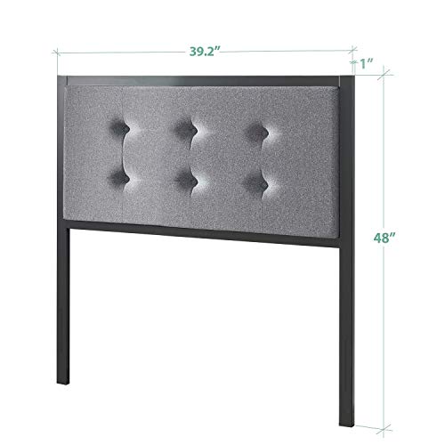 Zinus Priage by Button Tufted Grey Upholstered Metal Headboard Twin