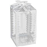 Leadigol 20 Pack Clear Favor Boxes with Bowknot,2.36 x 2.36 x3.94 inch,Transparent PVC Clear Favor Box Gift Boxes for Wedding, Party