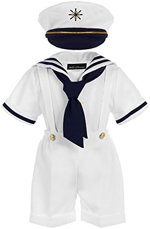 Bello Giovane Baby Toddler Boys Nautical Sailor Outfit Short Set with Hat