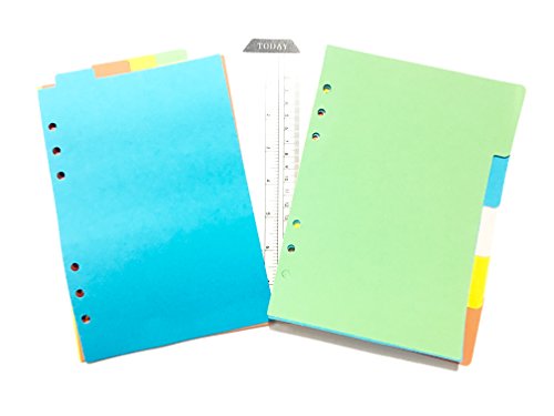 Timemorry 4Pack Colored Index Divider Classified Papers/Filler Papers with 1PCS Plastic Ruler for A5 6-Holes Notebook/Planner/Binder (4Pack A5+1 Plastic Ruler)