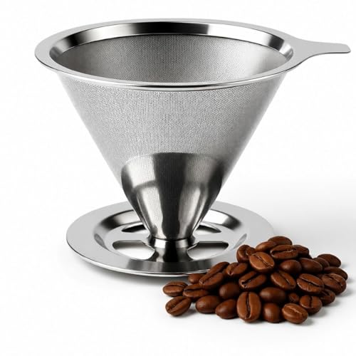 Coador de Café Inox 103 Premium Reutilizável – Filtro Permanente em Aço Inoxidável Sem Papel, Café Mais Puro e Saboroso, Econômico, Ecológico, Super Durável e Fácil de Limpar